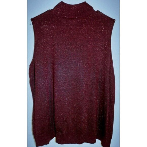 Villager Woman size 1 (16-18) crandberry sparkly sleeveless mock neck top office - Picture 3 of 3